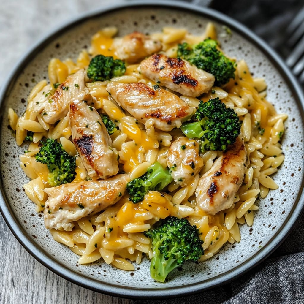 Broccoli Cheddar Chicken Orzo