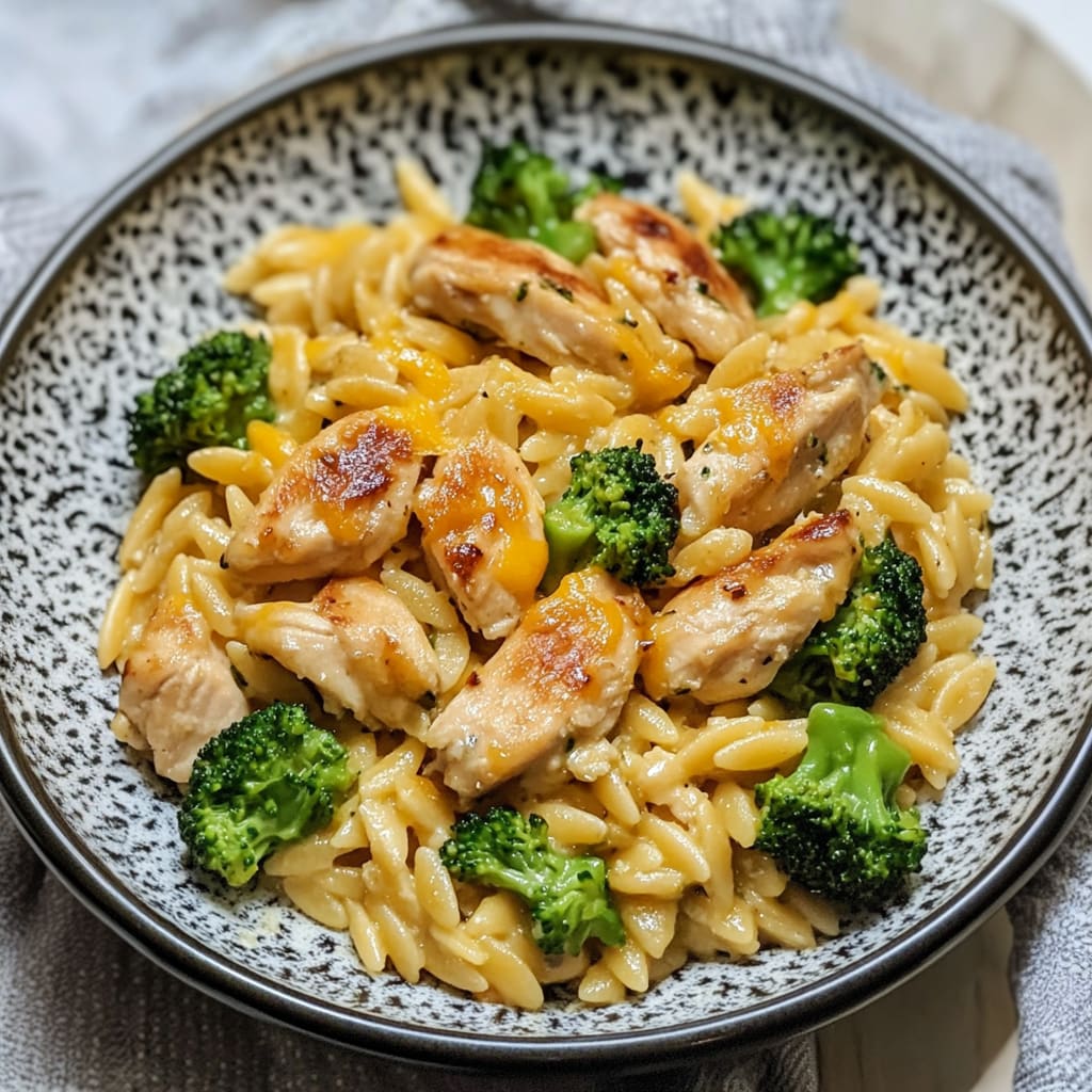 Broccoli Cheddar Chicken Orzo