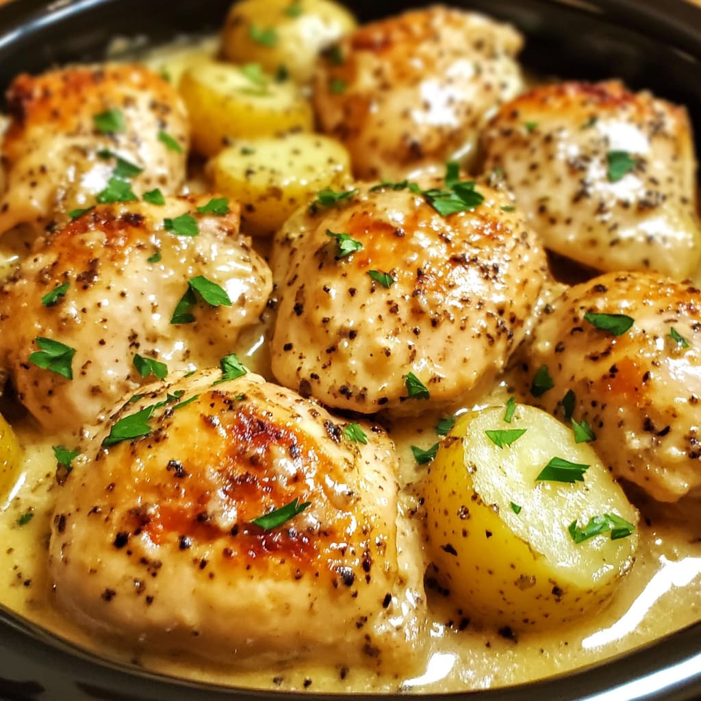 Crockpot Garlic Parmesan Chicken and Potatoes