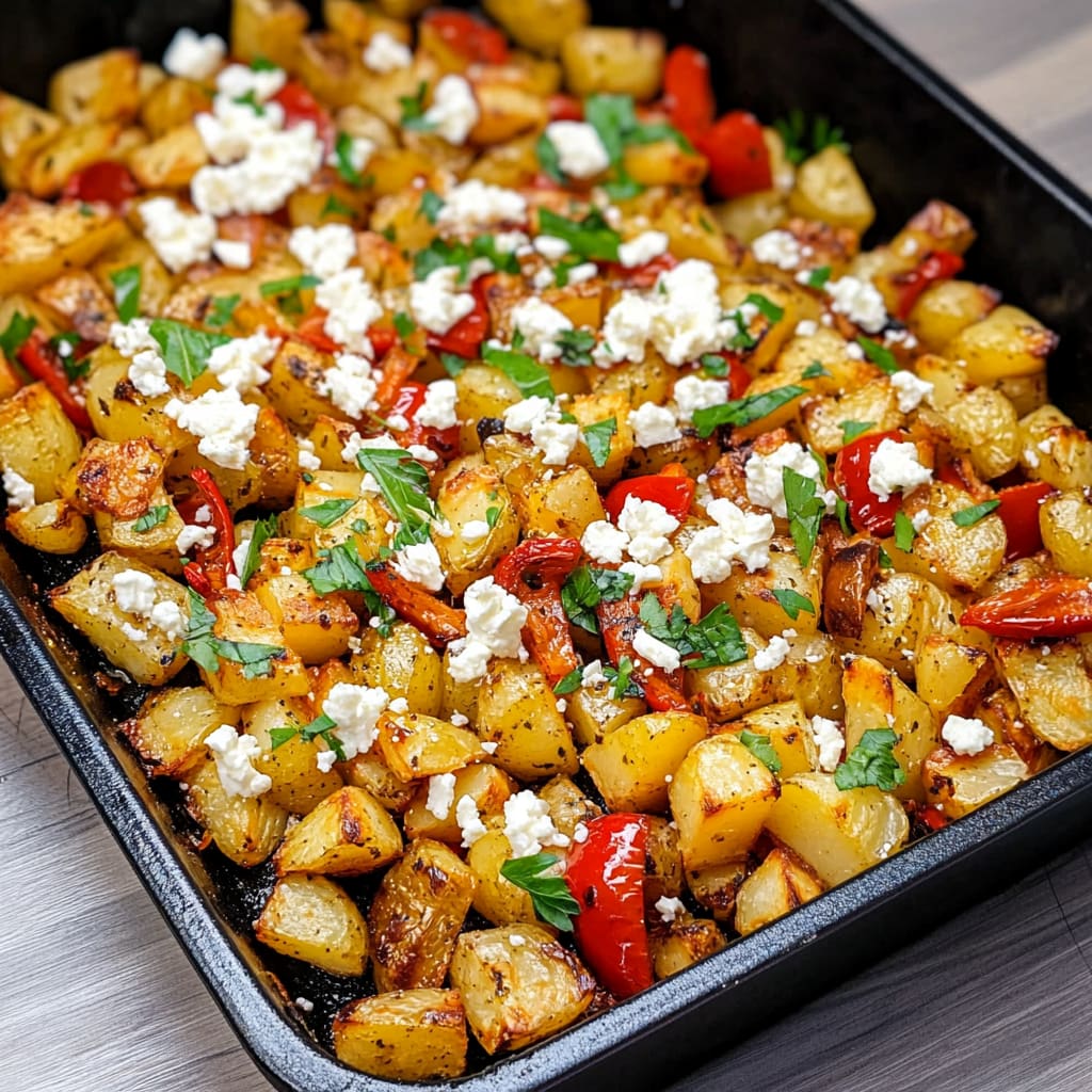 Greek Roasted Potatoes With Peppers Feta