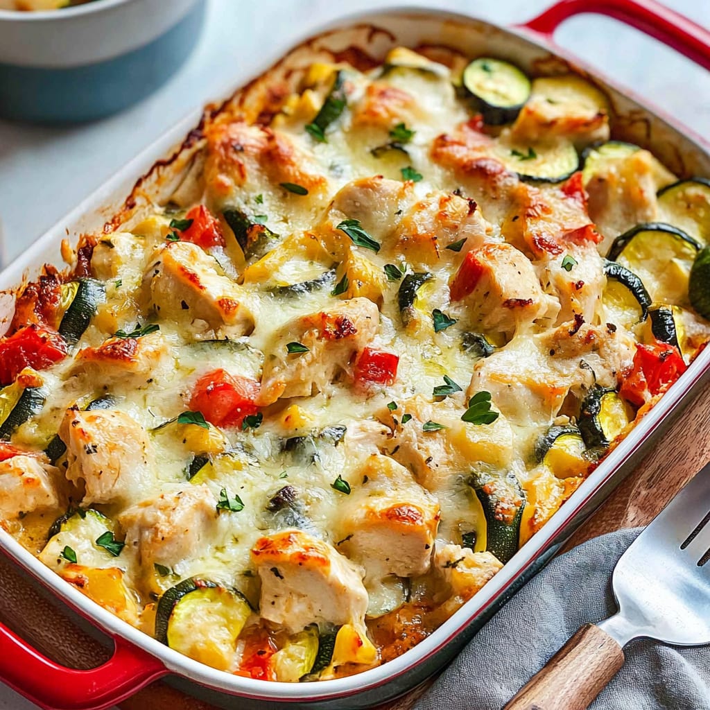 Mediterranean Chicken Zucchini Bake