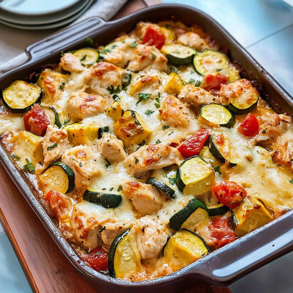 Mediterranean Chicken Zucchini Bake
