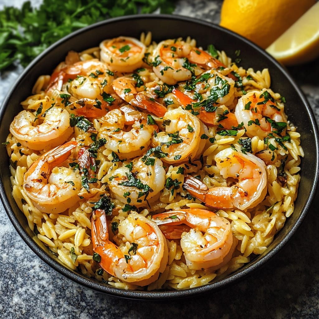 One Pot Shrimp with Orzo