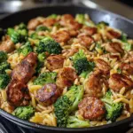 Chicken Sausage, Broccoli, and Orzo Skillet