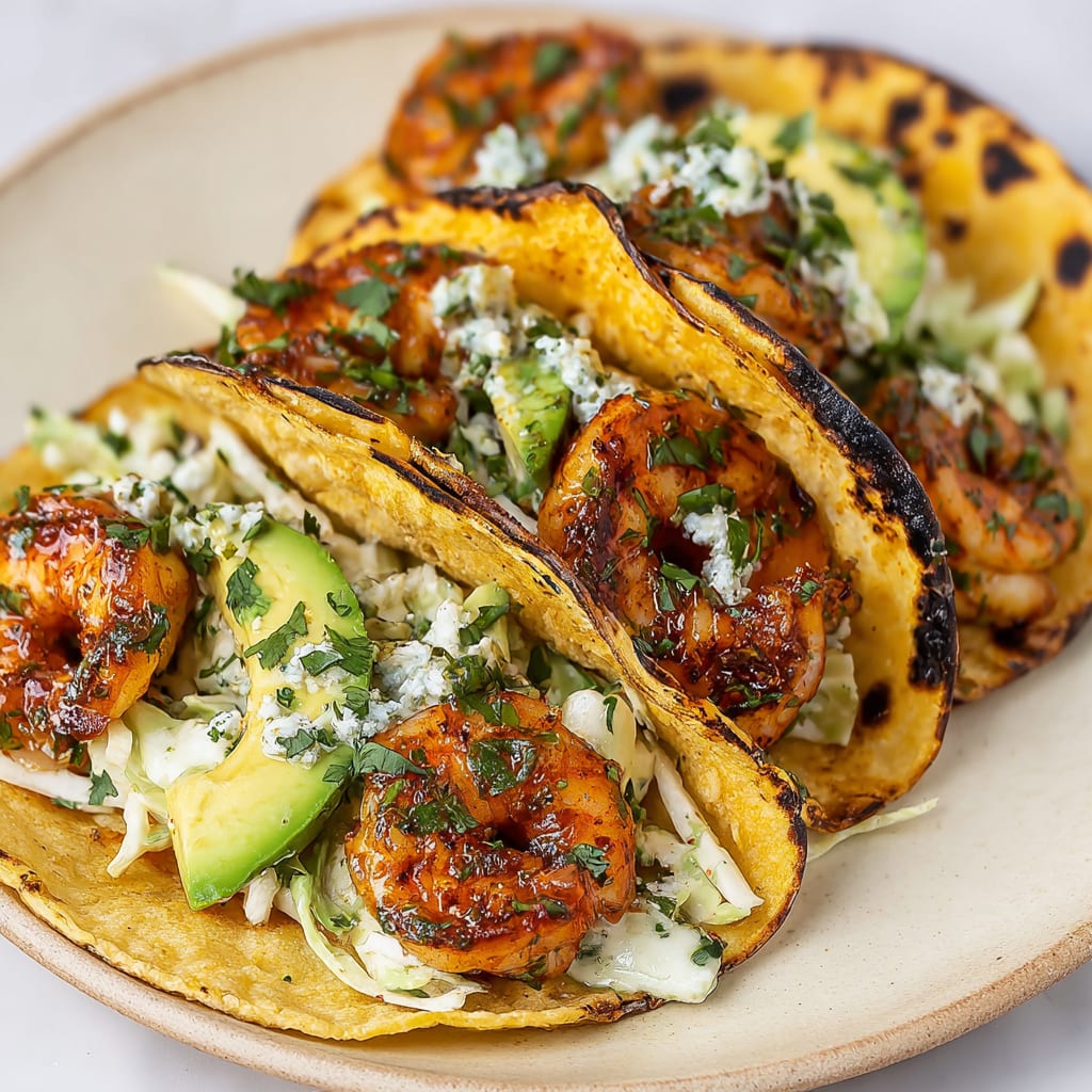Cilantro Lime Shrimp Tacos with Creamy Slaw