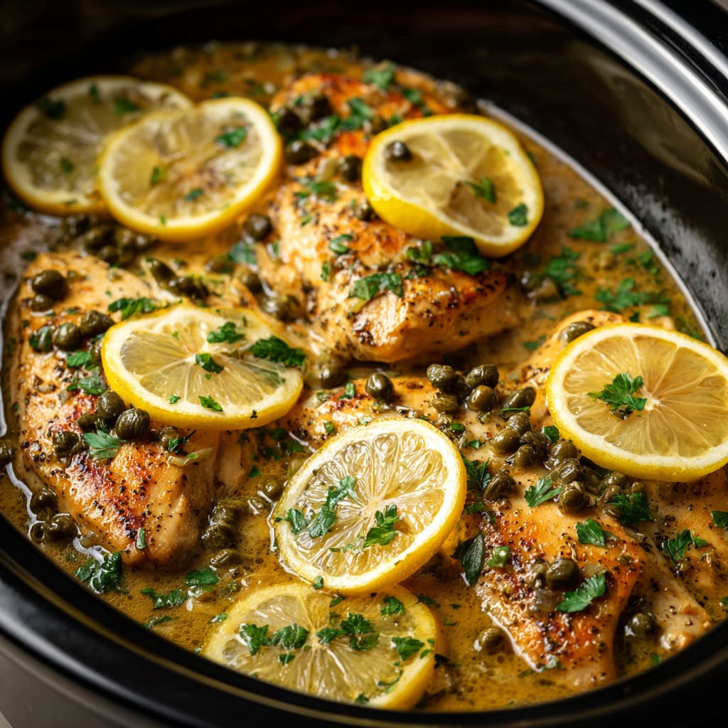 Creamy Crockpot Chicken Piccata