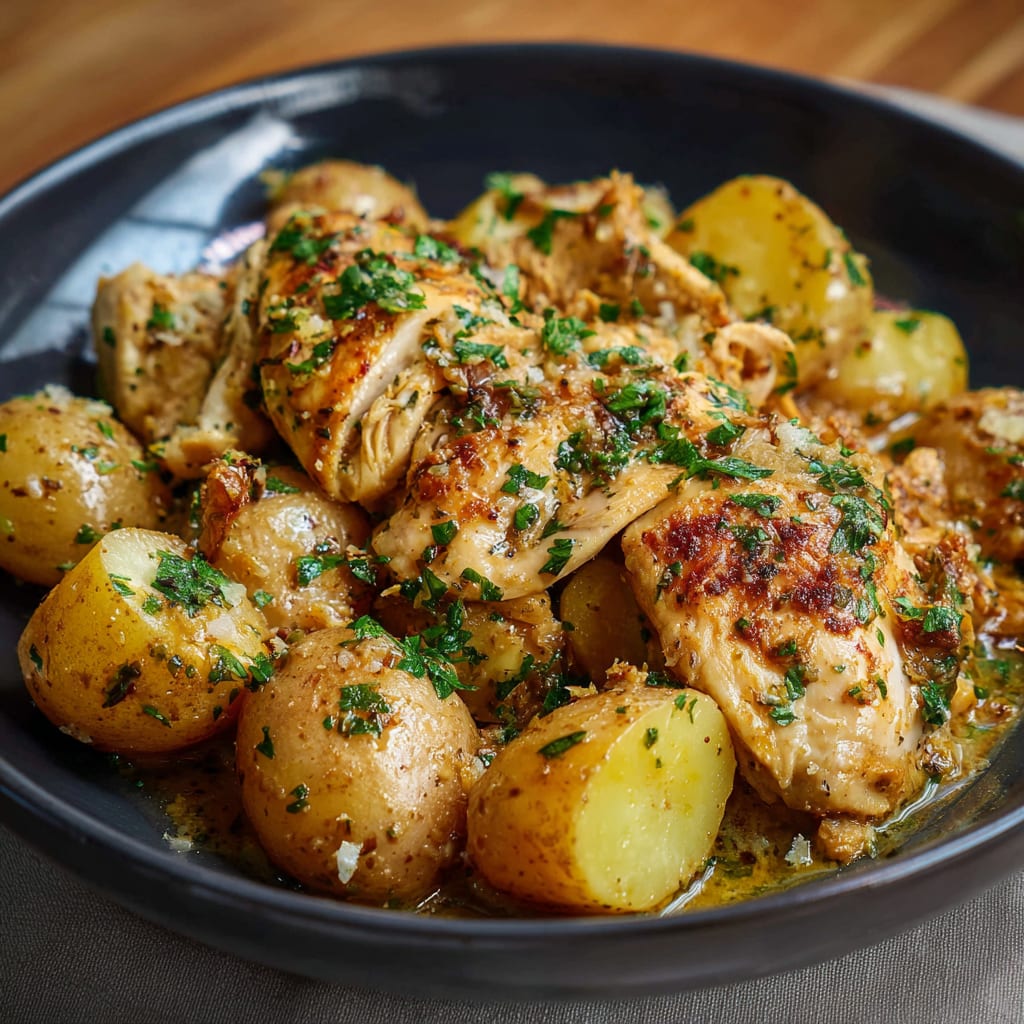 Garlic Parmesan Crockpot Chicken and Potatoes