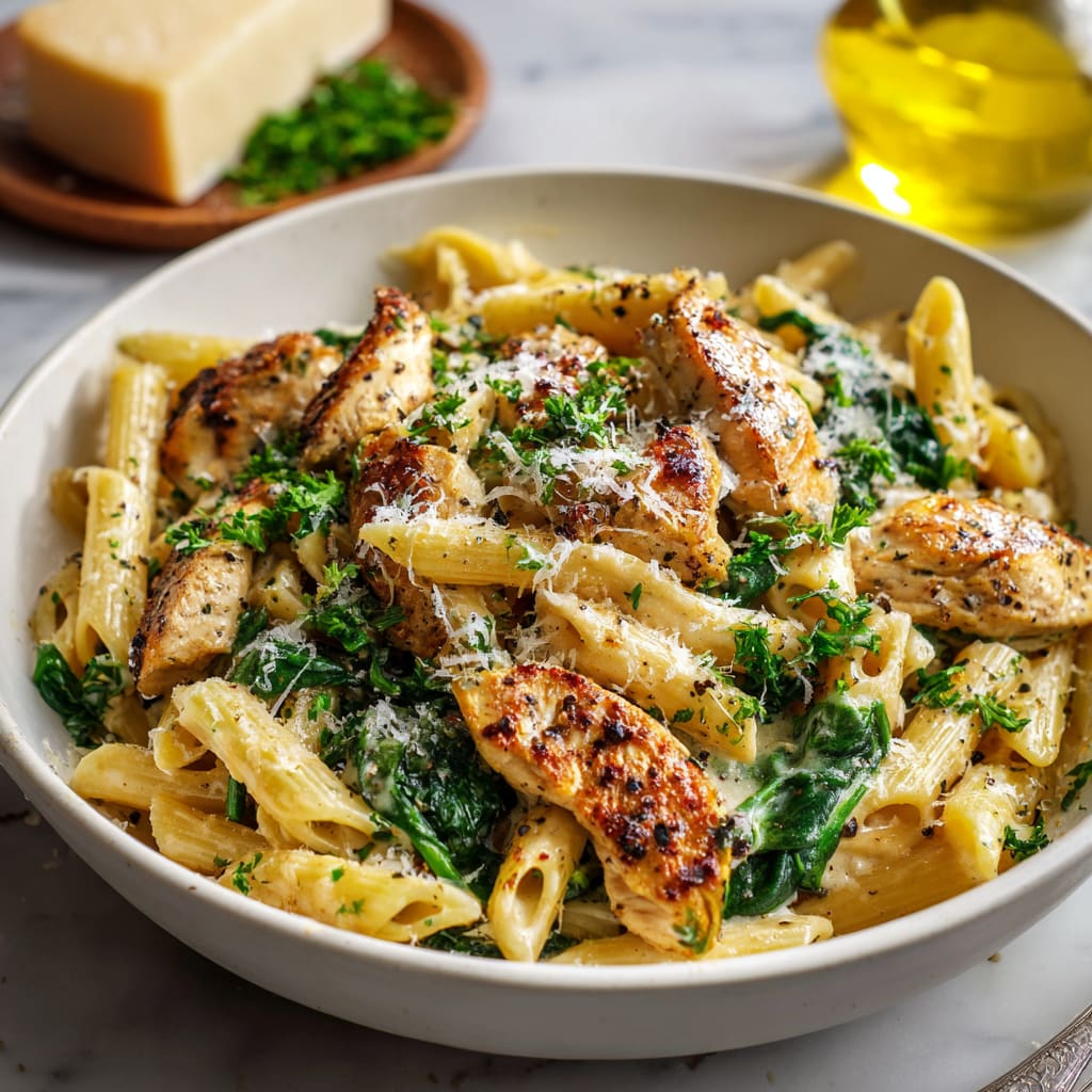 Healthy Garlic Parmesan Chicken Pasta Recipe