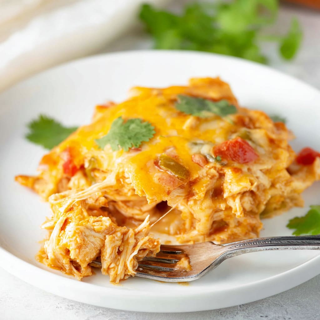 Slow Cooker Chicken Enchilada Casserole