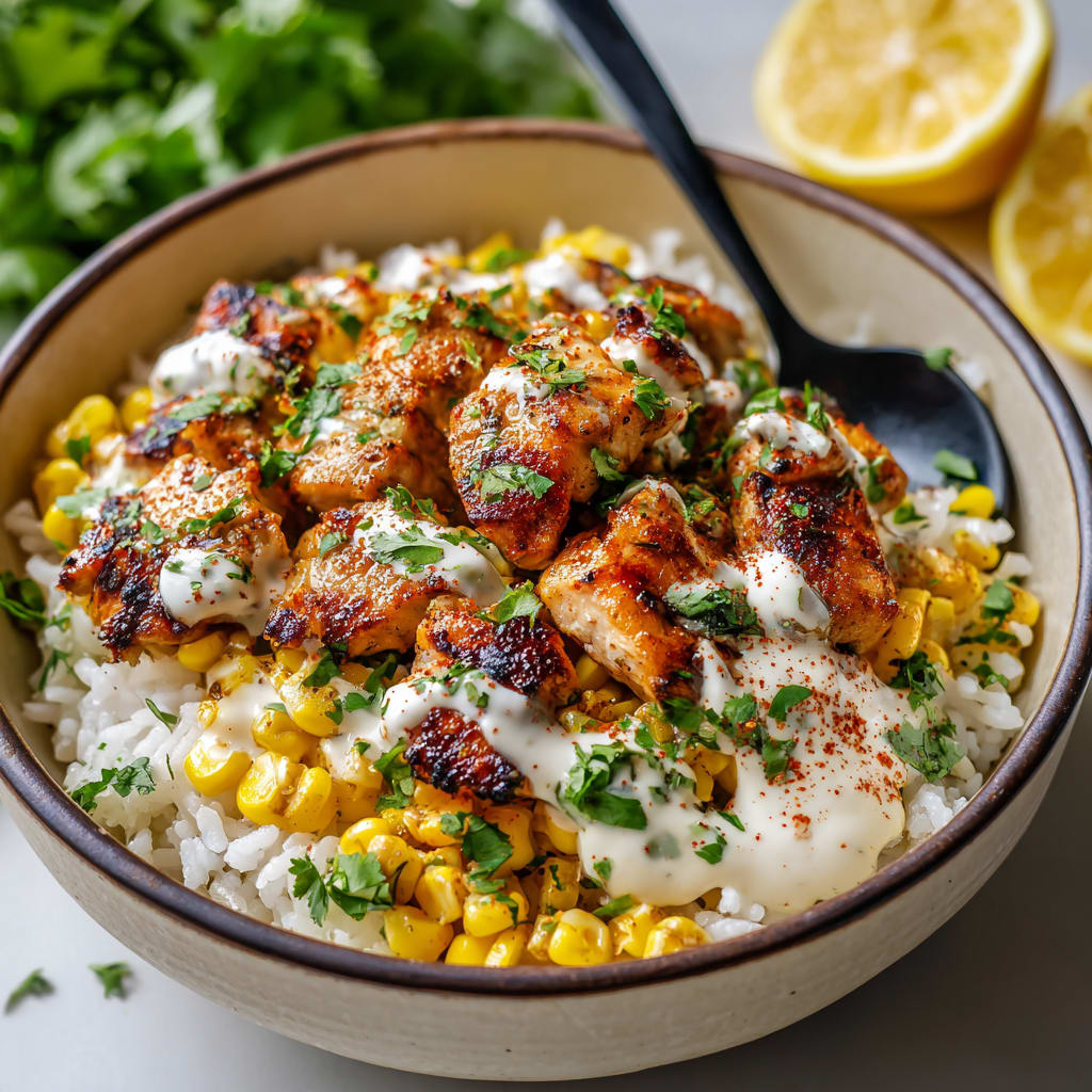 Street Corn Chicken Rice Bowls