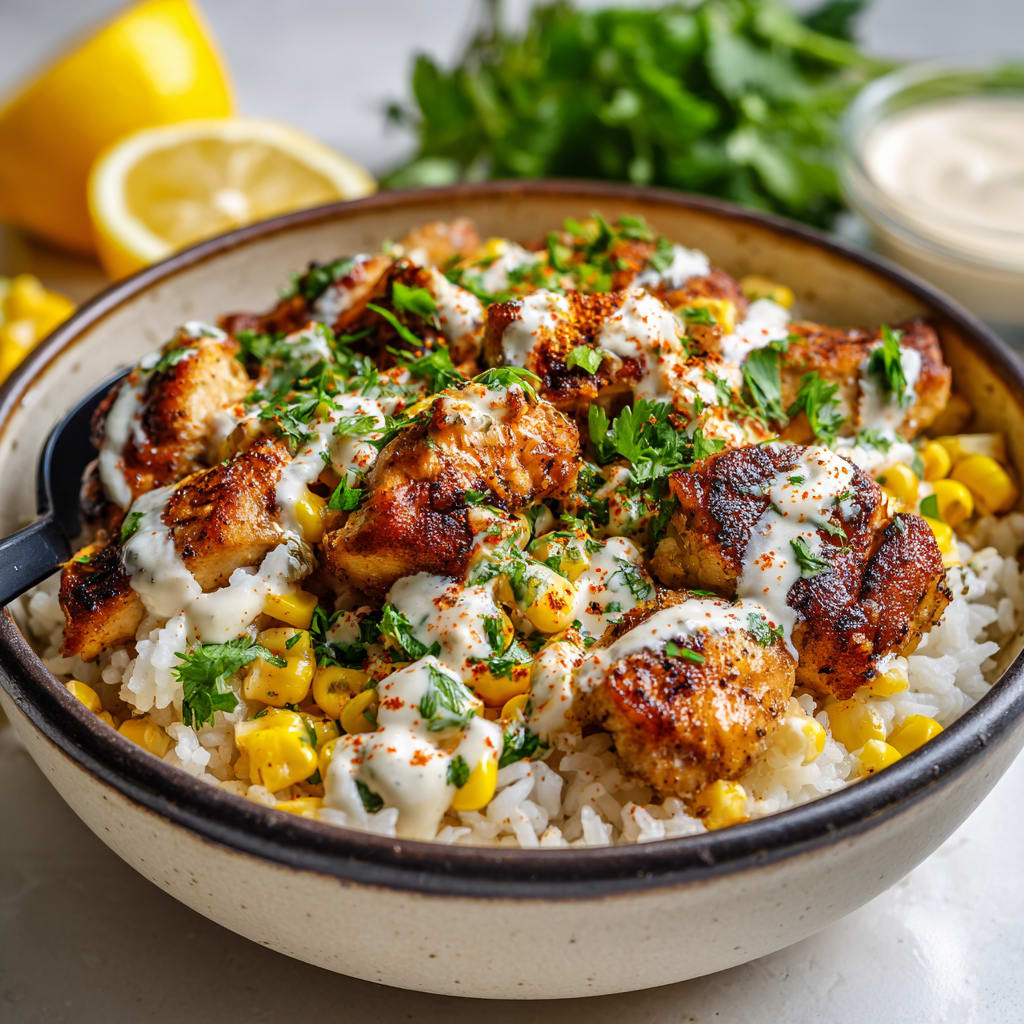 Street Corn Chicken Rice Bowls