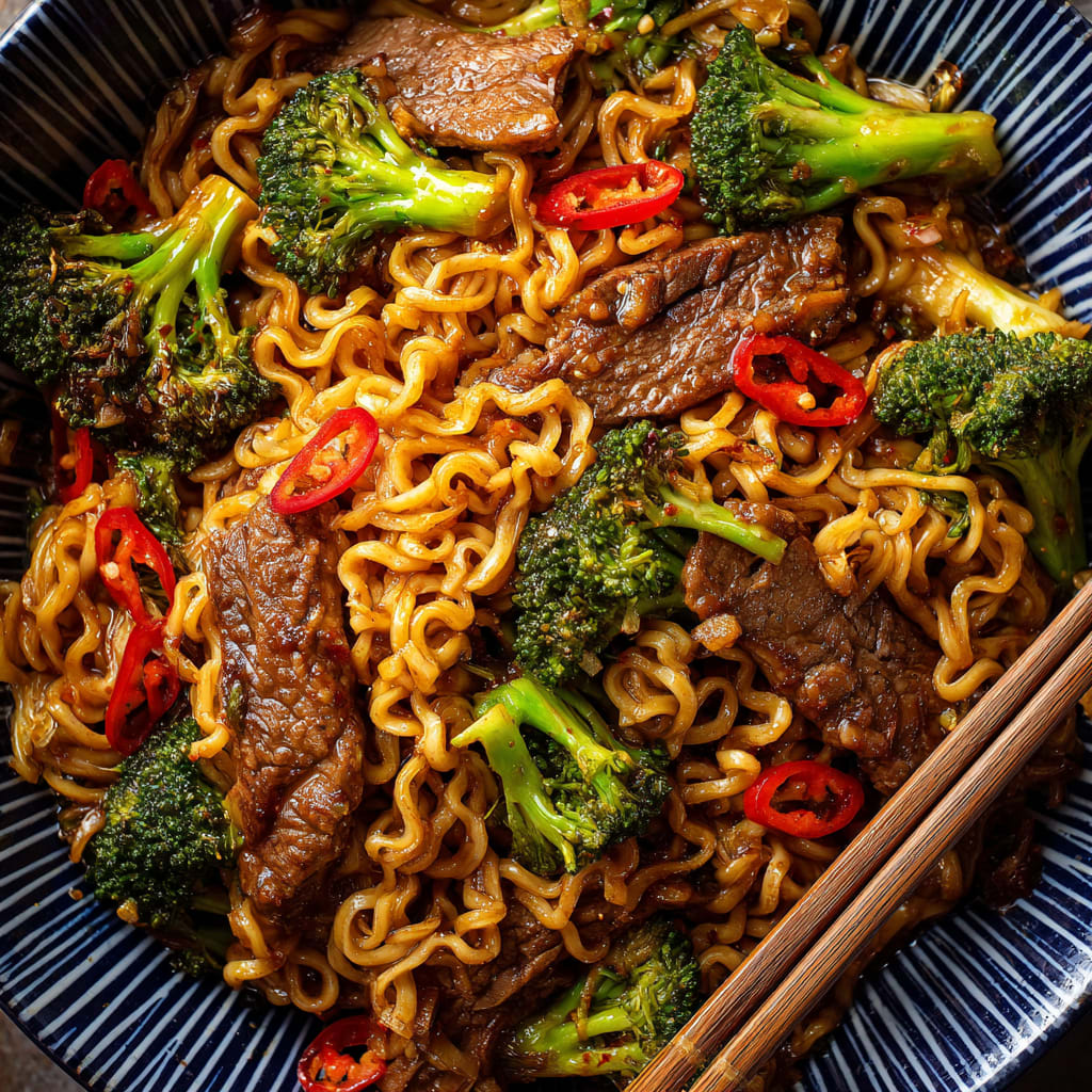 Beef and Broccoli Ramen Stir Fry