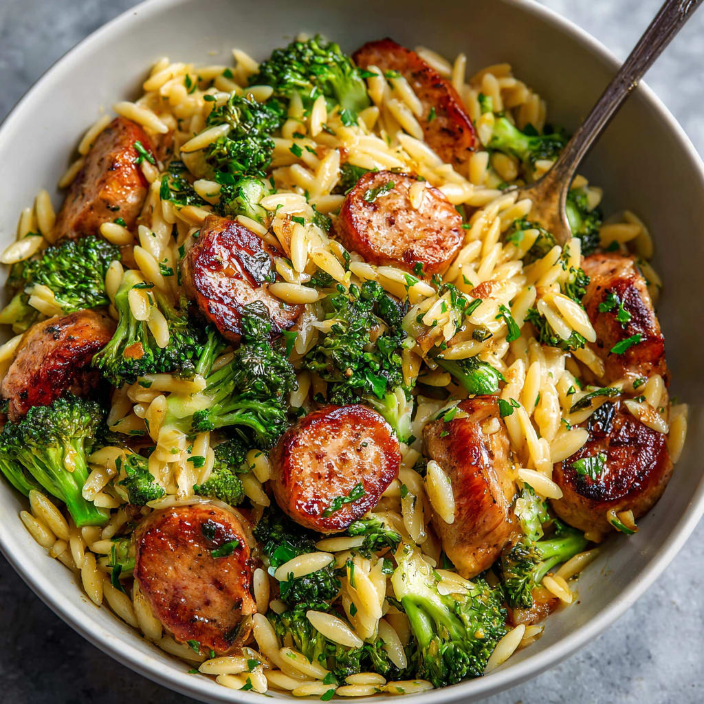 Chicken Sausage and Broccoli Orzo