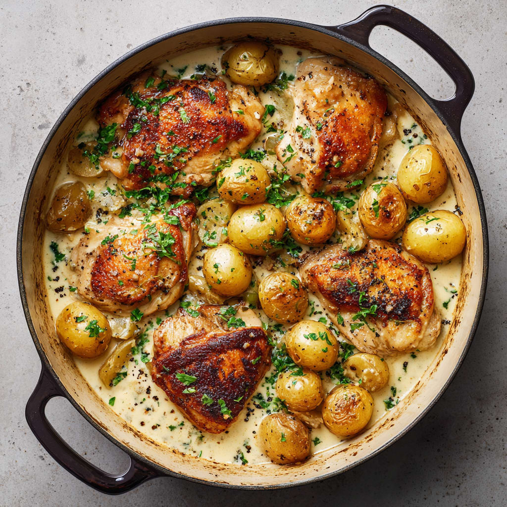 Chicken and Potatoes with Dijon Cream Sauce