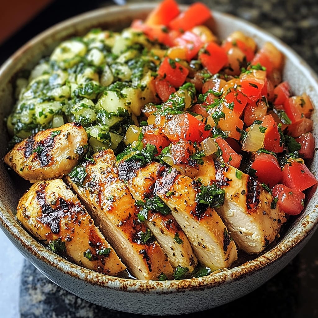 Chimichurri Grilled Chicken Bowl with Garlic Sauce