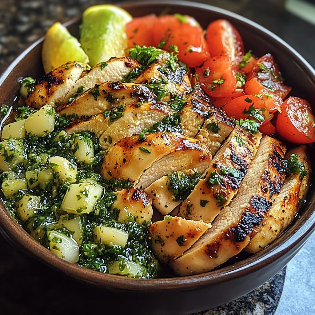 Chimichurri Grilled Chicken Bowl with Garlic Sauce