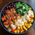 Chipotle Chicken Bowl with Black Beans, Corn, and Creamy Sauce