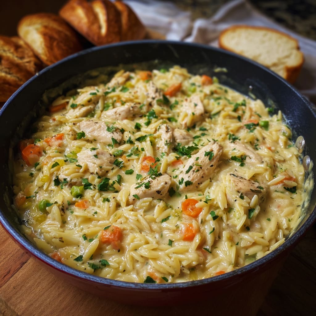 Creamy Chicken Pot Pie Orzo