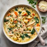 Creamy Chicken Soup with Pasta and Spinach