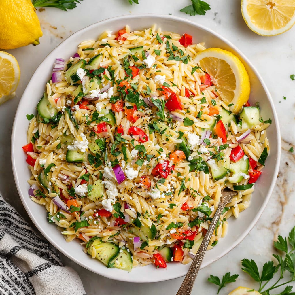 Easy Lemon Orzo Salad With Feta