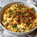 French Onion Chicken Orzo Casserole