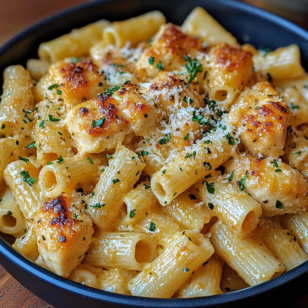 Garlic Butter Chicken with Rigatoni and Parmesan