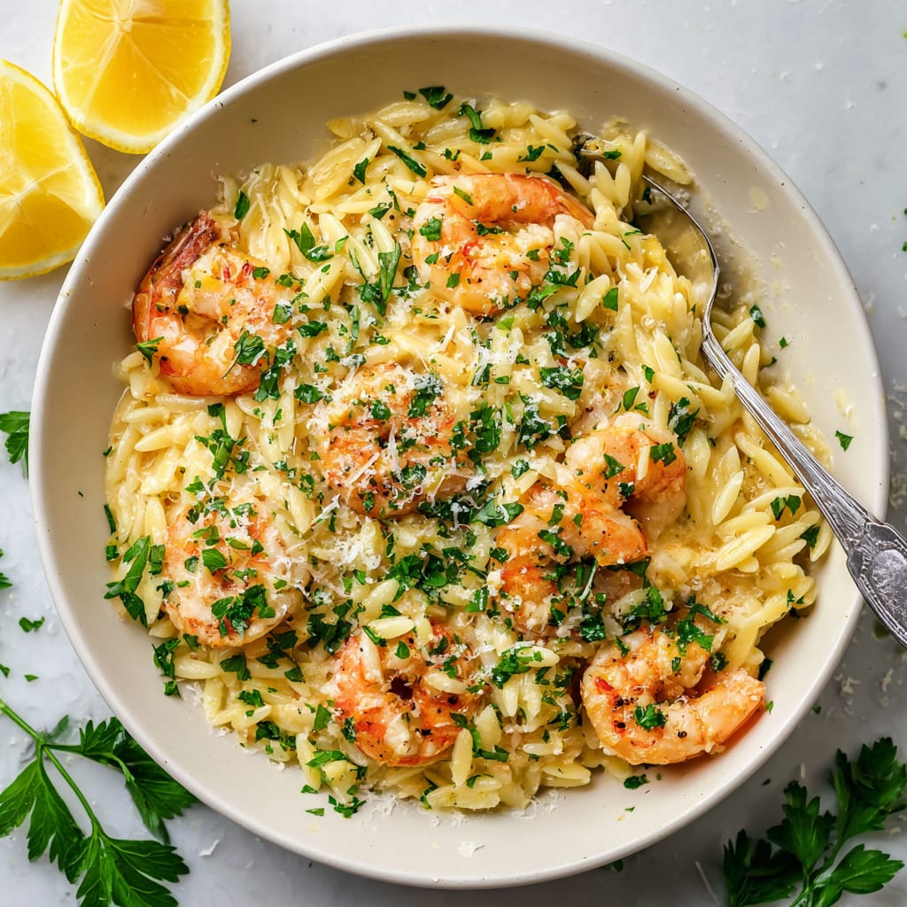 Garlic Butter Prawn Orzo