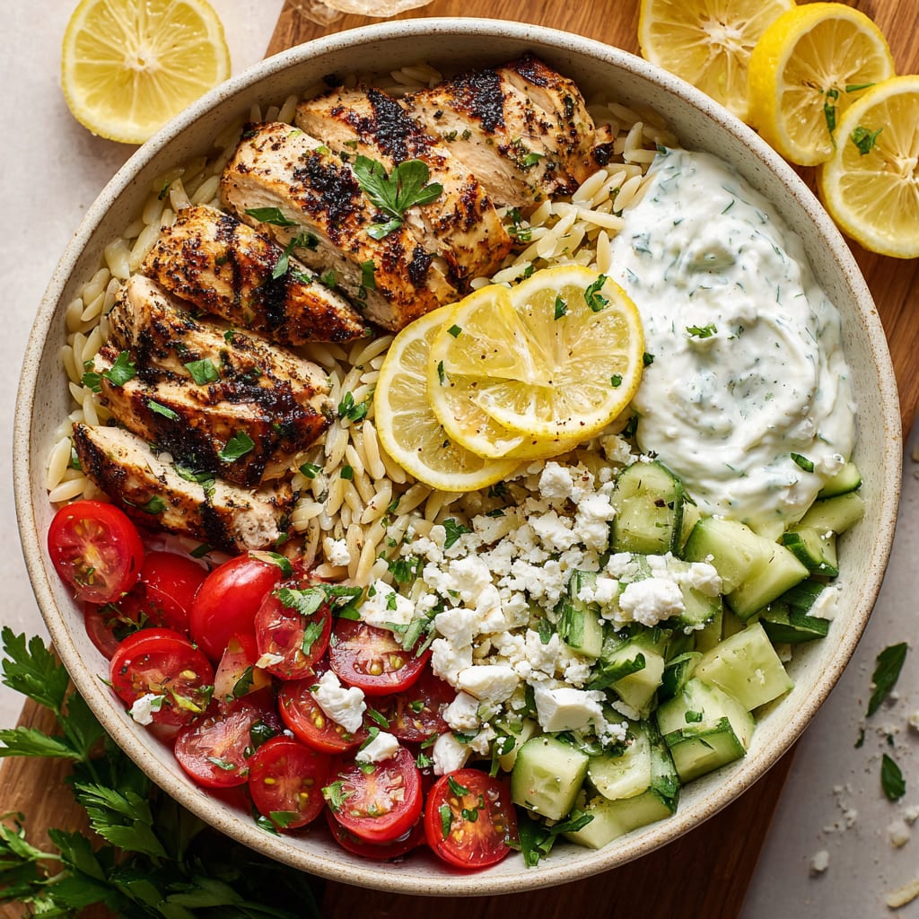 Greek Chicken Orzo Bowls