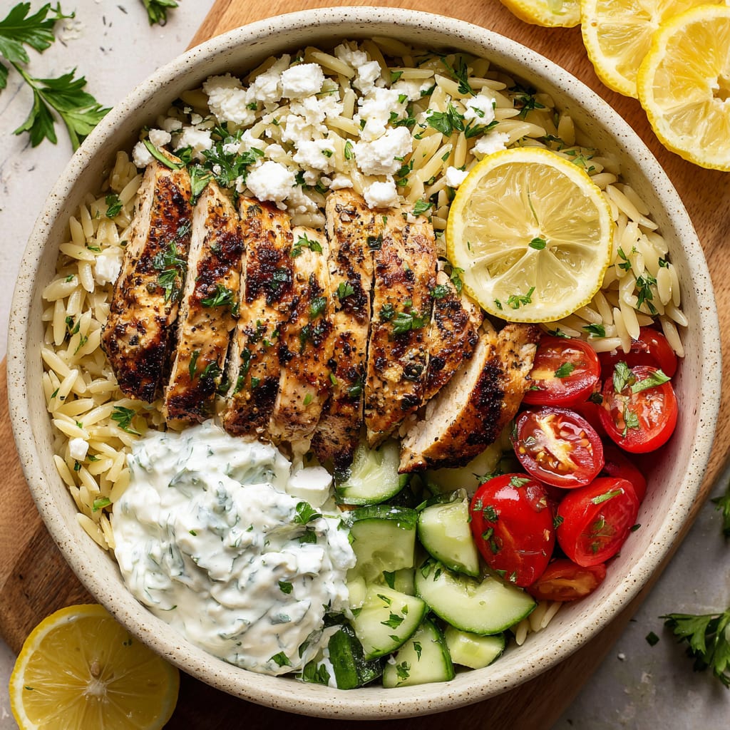 Greek Chicken Orzo Bowls