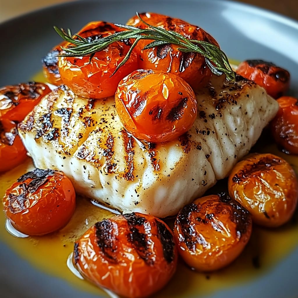 Grilled Cod with Roasted Tomatoes