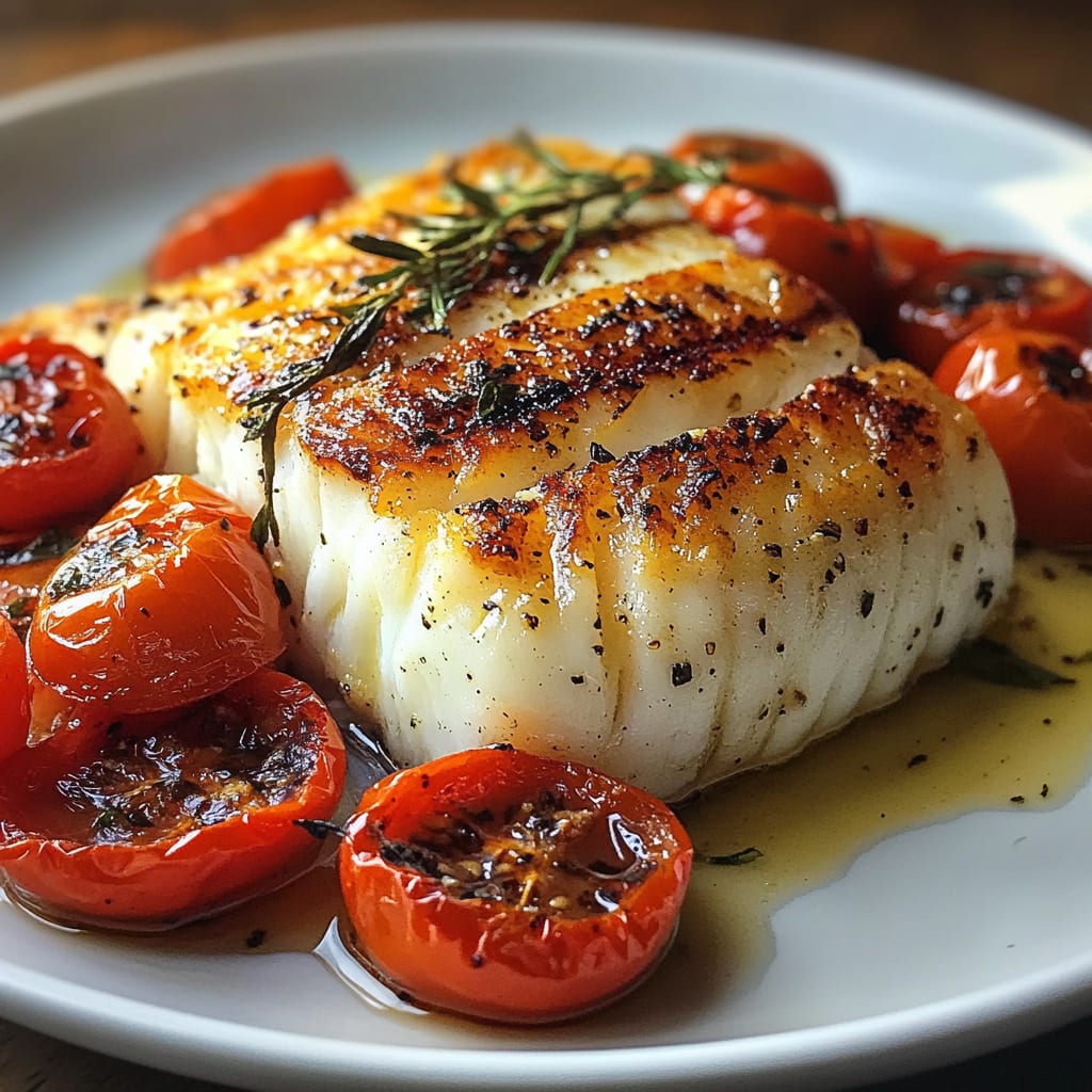 Grilled Cod with Roasted Tomatoes