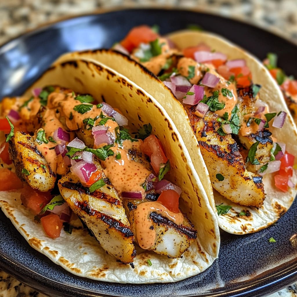 Grilled Fish Tacos with Spicy Mayo