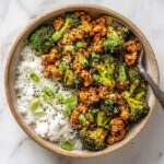 Honey Sriracha Ground Chicken and Broccoli