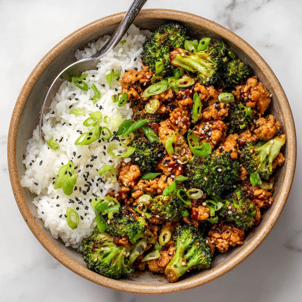 Honey Sriracha Ground Chicken and Broccoli