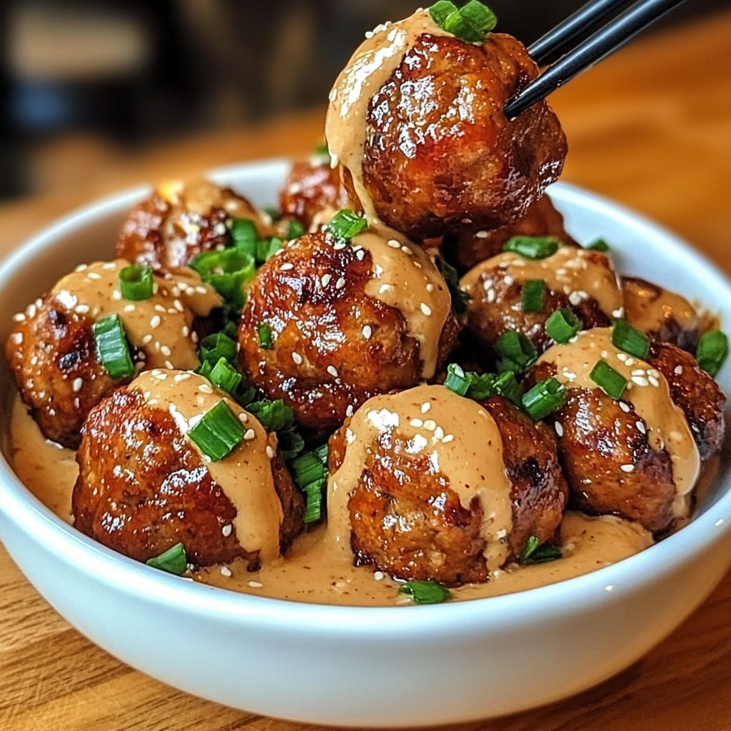 Korean BBQ Meatballs with Spicy Mayo Dip