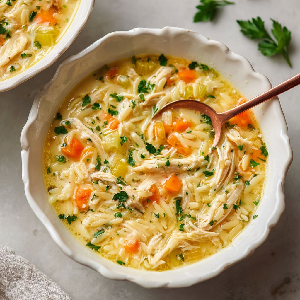Lemon Chicken Orzo Soup