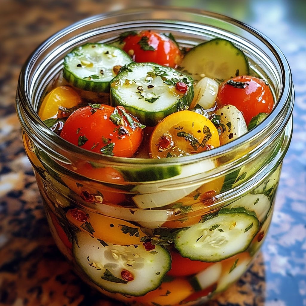 Marinated Cucumbers, Onions, and Tomatoes