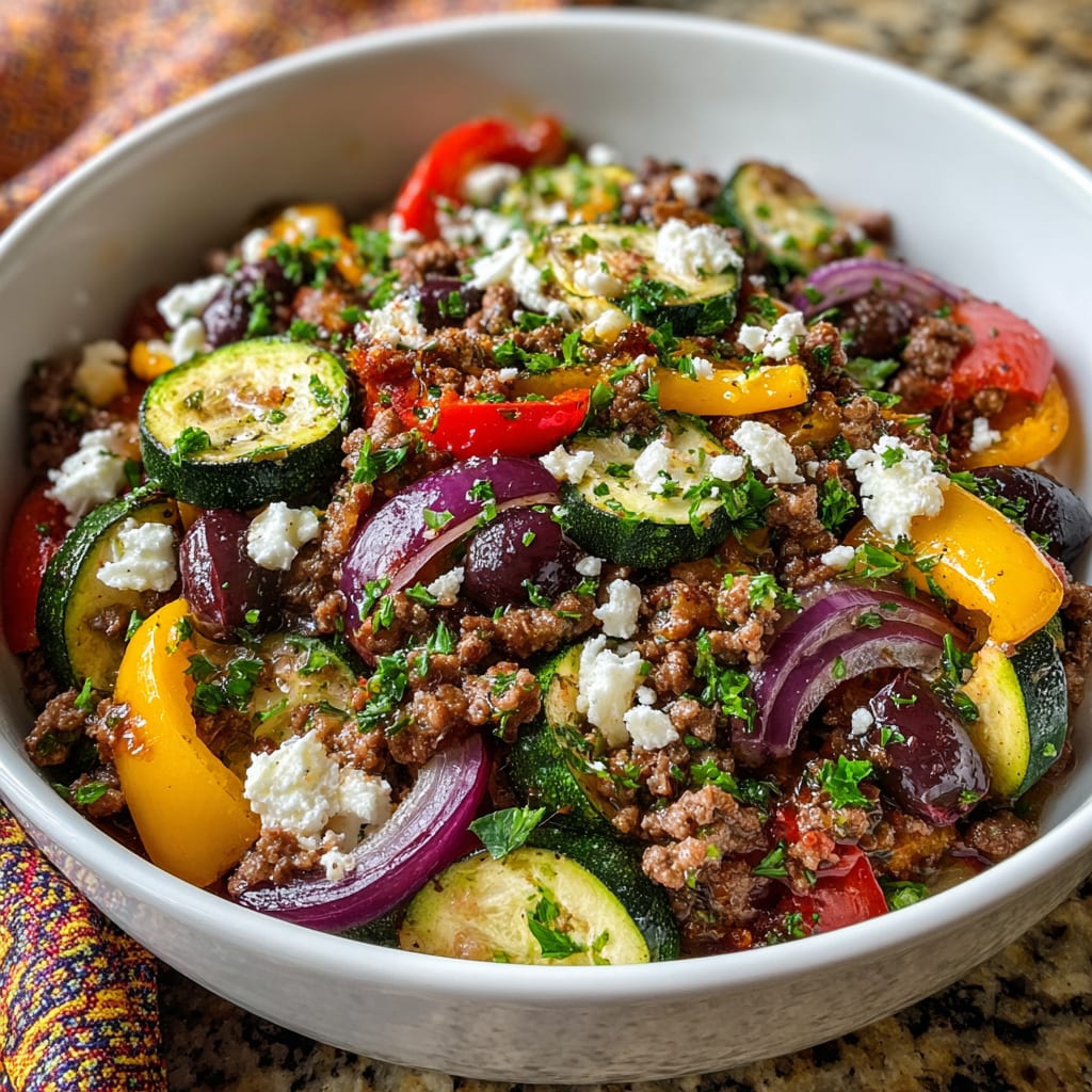Mediterranean Ground Beef Stir-Fry
