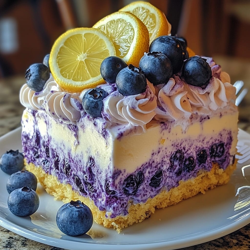 No-Bake Lemon dazzling Blueberry cream Cake