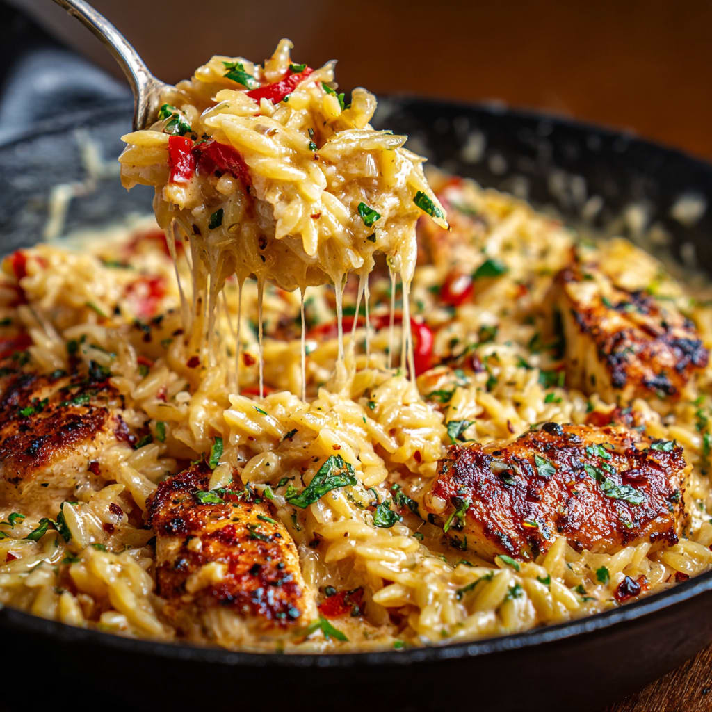 One Pot Cajun Chicken Alfredo Orzo