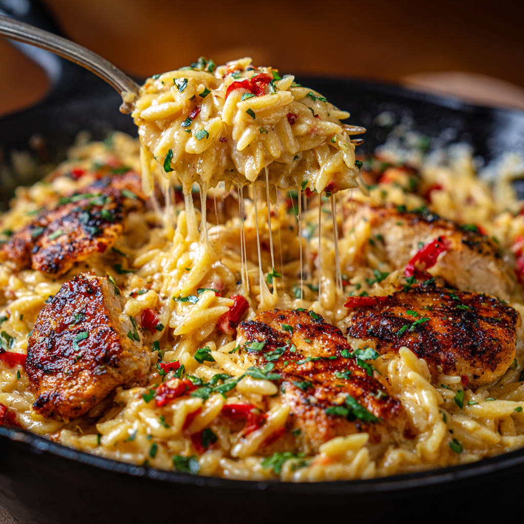 One Pot Cajun Chicken Alfredo Orzo
