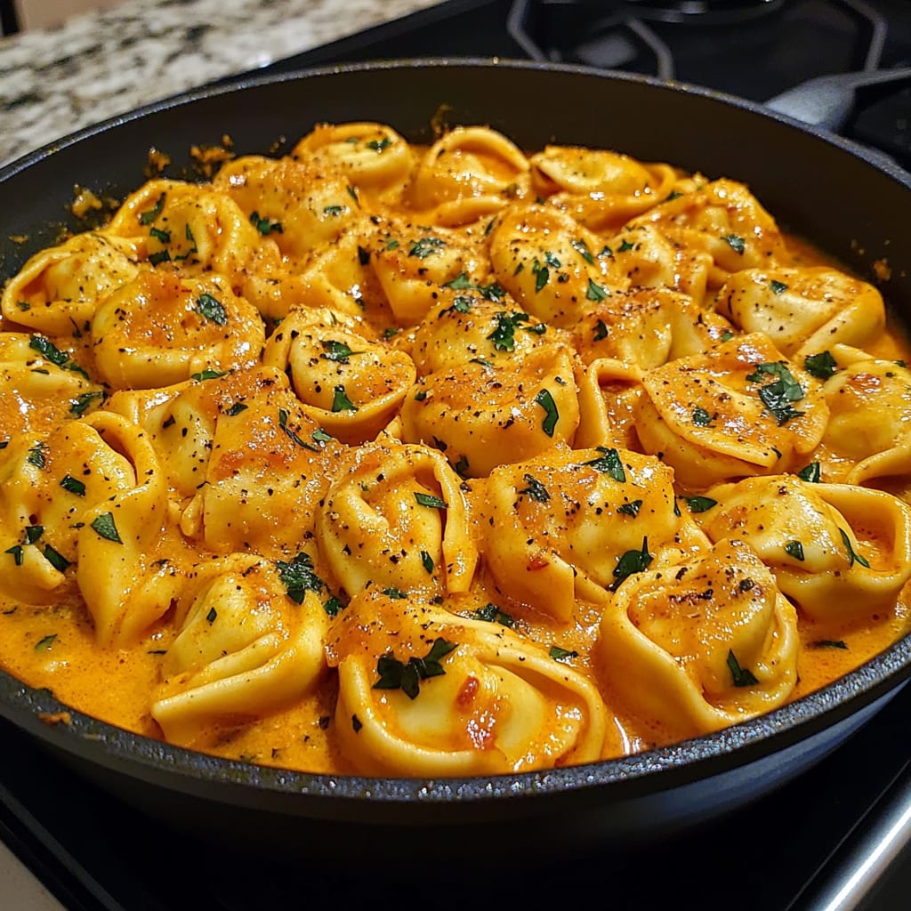 One Pot Spicy Garlic Butter Chicken Tortellini
