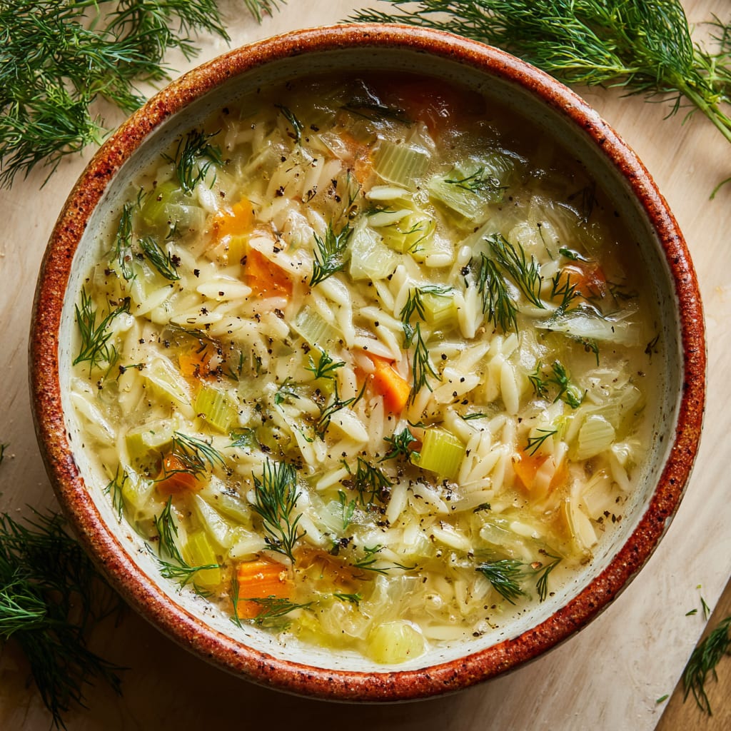 Orzo, Leek and Dill Soup