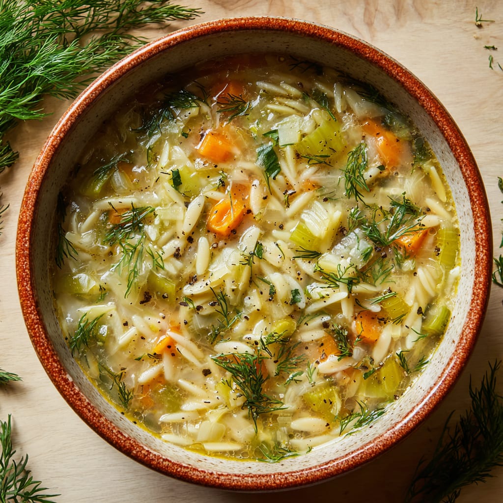 Orzo, Leek and Dill Soup