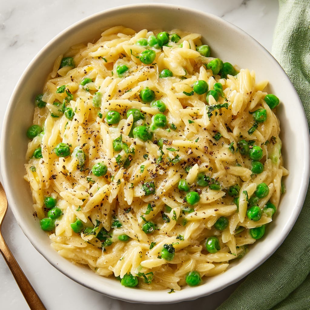 Parmesan Orzo and Peas