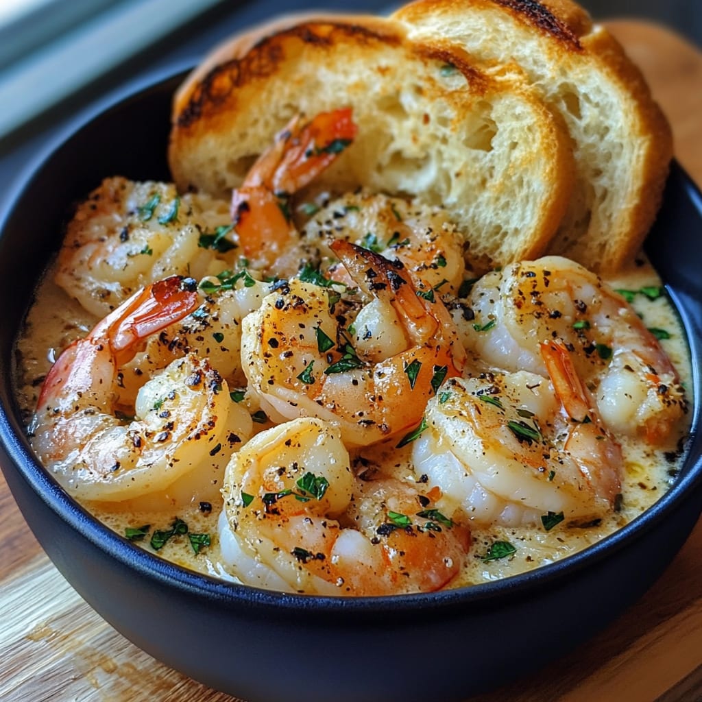 Shrimp Scampi Bowls with Garlic Bread