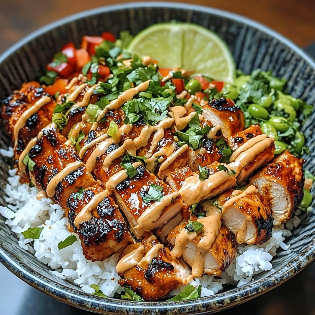 Sweet Chili Chicken Bowl with Coconut Lime Drizzle