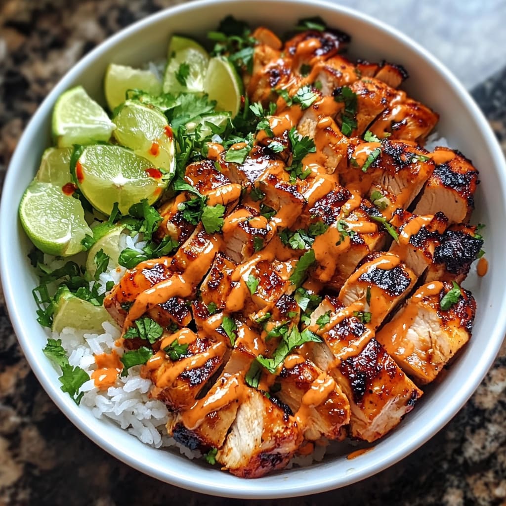 Sweet Chili Chicken Bowl with Coconut Lime Drizzle