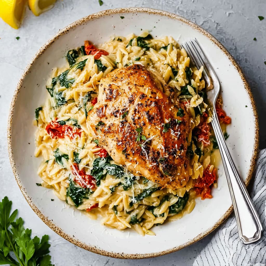 Tuscan Chicken and Orzo