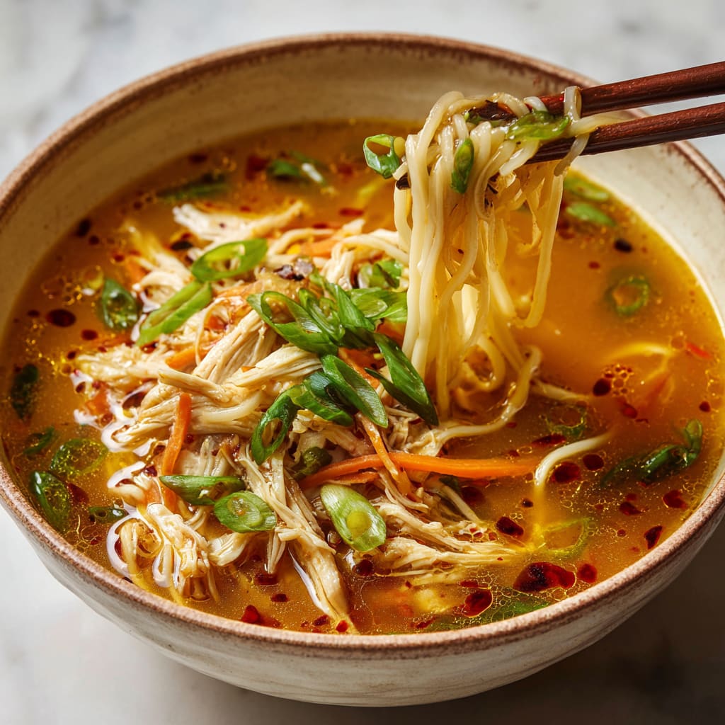 Aromatic Ginger Scallion Chicken Noodle Soup